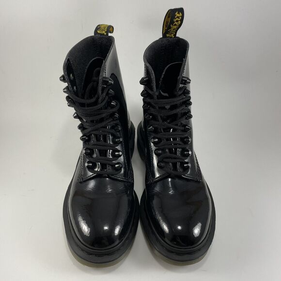 Dr Martens Docs Pascal Stud Combat Boots Womens Size 5 Patent Leather - Picture 3 of 11